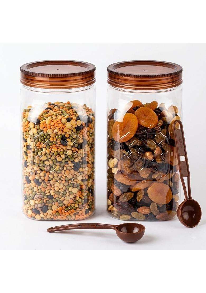CELLO Retro Airtight Kitchen Storage Jars Pcs Maroon | 2000 ml | 67.6 fl oz | 2-Piece Set - Indya