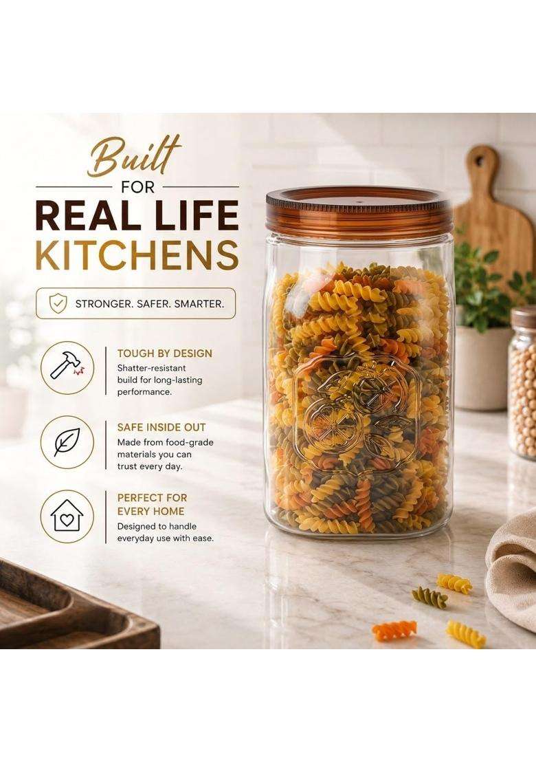 CELLO Retro Airtight Kitchen Storage Jars Pcs Maroon | 2000 ml | 67.6 fl oz | 2-Piece Set - Indya