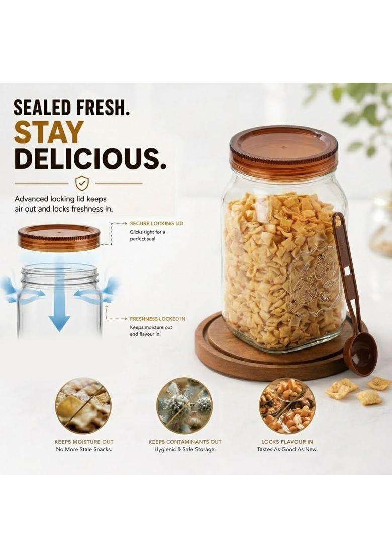 CELLO Retro Airtight Kitchen Storage Jars Pcs Maroon | 2000 ml | 67.6 fl oz | 2-Piece Set - Indya