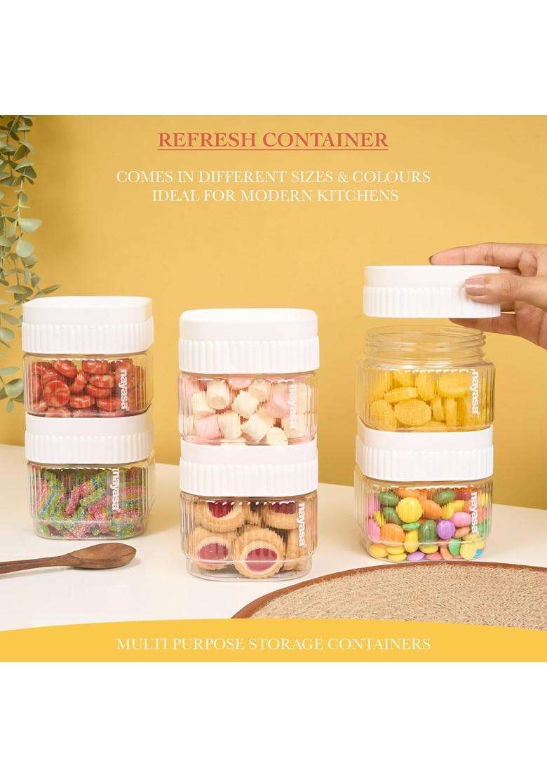 Nayasa Refresh Container BPA Free Food Grade Airtight Kitchen Storage Stackable | 500 ml | 16.9 fl oz | 6-Piece Set - Indya