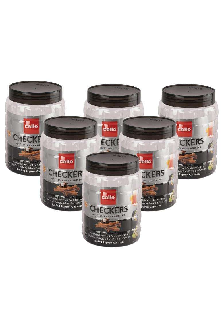 CELLO Checkers Kitchen Storage Container Box Pcs | 1200 ml | 40.6 fl oz | 6-Piece Set - Indya