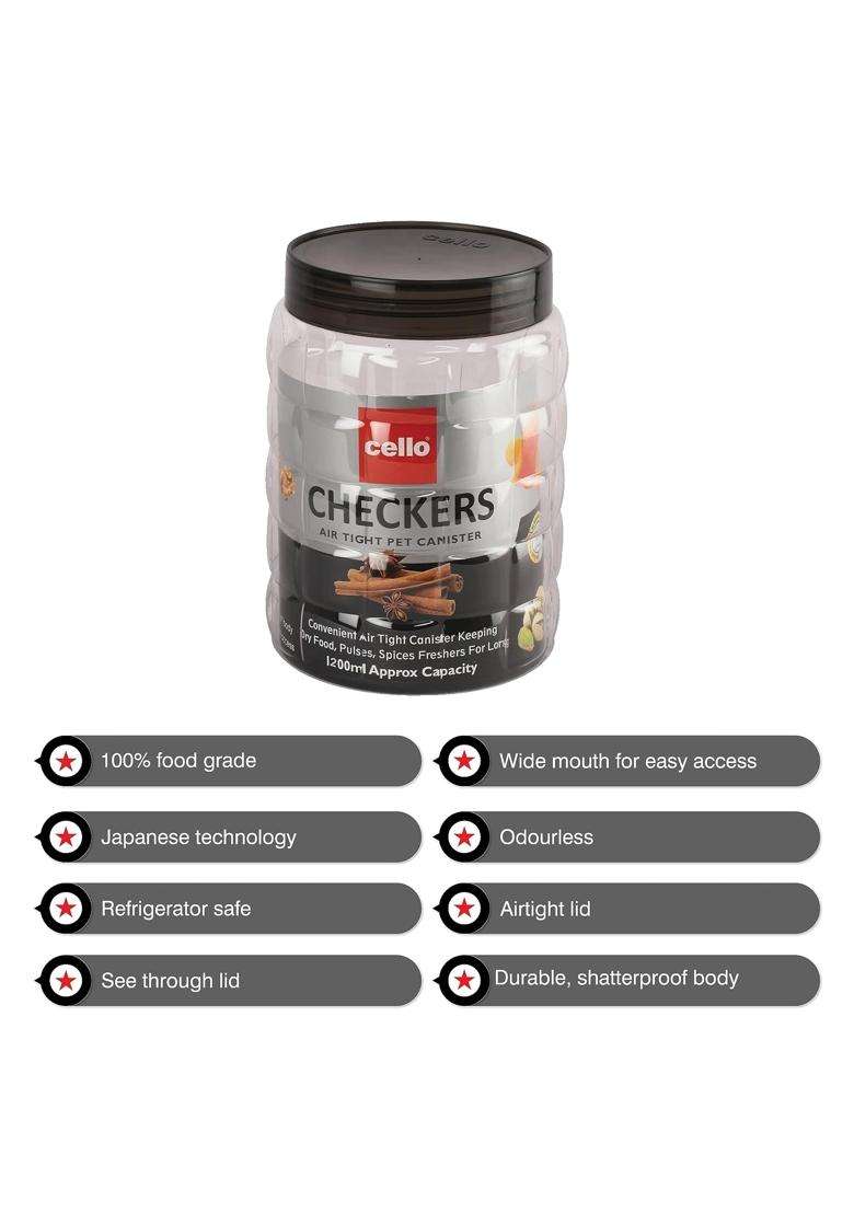 CELLO Checkers Kitchen Storage Container Box Pcs | 1200 ml | 40.6 fl oz | 6-Piece Set - Indya