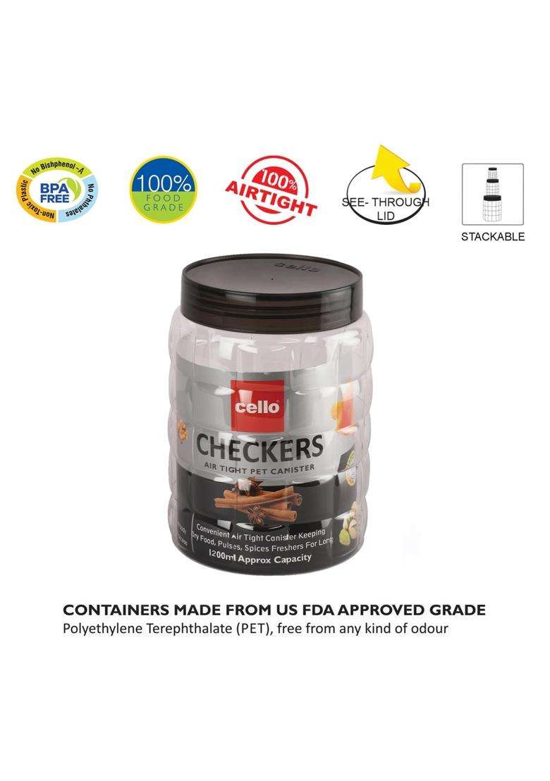 CELLO Checkers Kitchen Storage Container Box Pcs | 1200 ml | 40.6 fl oz | 6-Piece Set - Indya
