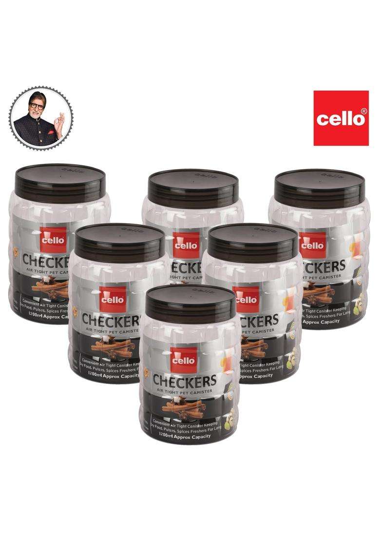 CELLO Checkers Kitchen Storage Container Box Pcs | 1200 ml | 40.6 fl oz | 6-Piece Set - Indya