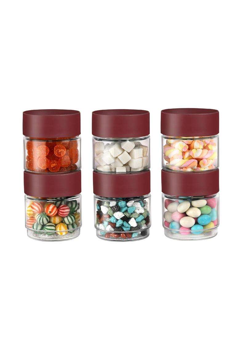 CELLO Modustack Glassy Storage Jars for Kitchen Pcs | 500 ml | 16.9 fl oz | 6-Piece Set | Lead Free - Indya
