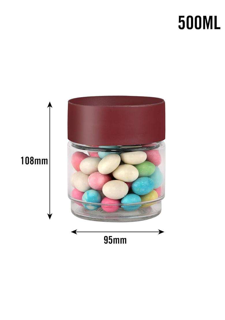 CELLO Modustack Glassy Storage Jars for Kitchen Pcs | 500 ml | 16.9 fl oz | 6-Piece Set | Lead Free - Indya