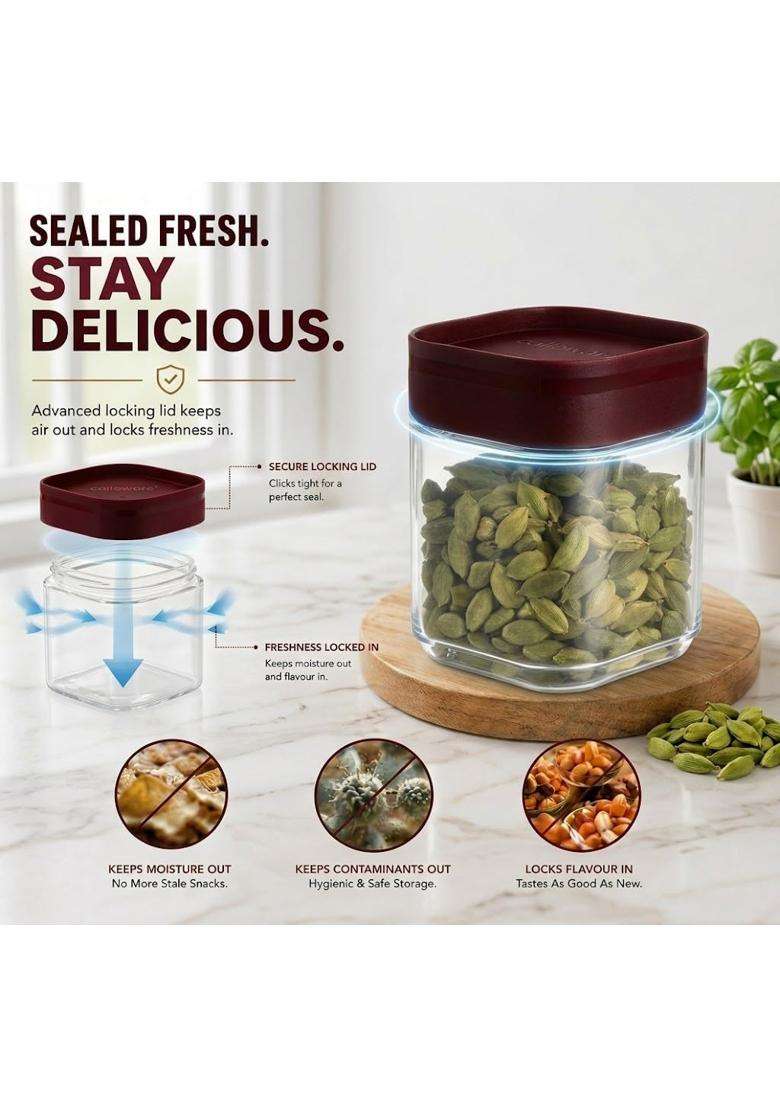 CELLO Modustack Square Storage Containers | 300 ml | 10.1 fl oz | 3-Piece Set | Food Safe - Indya