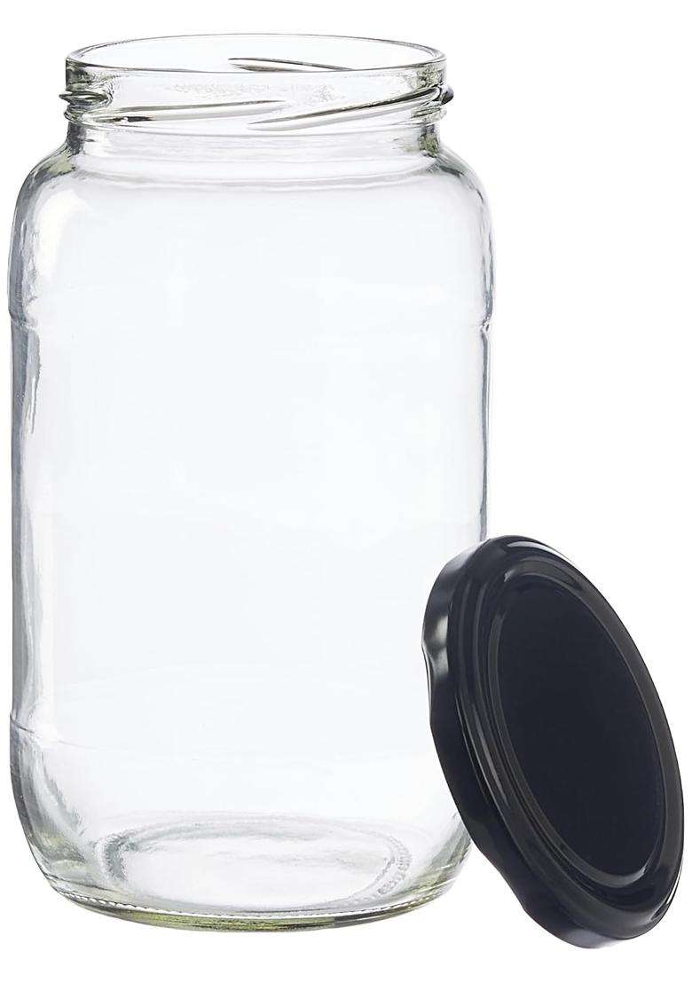 Solimo Amazon Brand Solimo Glass Transparent Storage Jar for Pickles | 1000 ml | 33.8 fl oz | 6-Piece Set | BPA Free - Indya