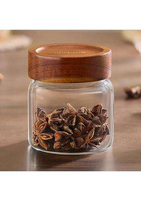 Borosil Glass Jar with Acacia Wood Lid | 300 ml | 10.1 fl oz