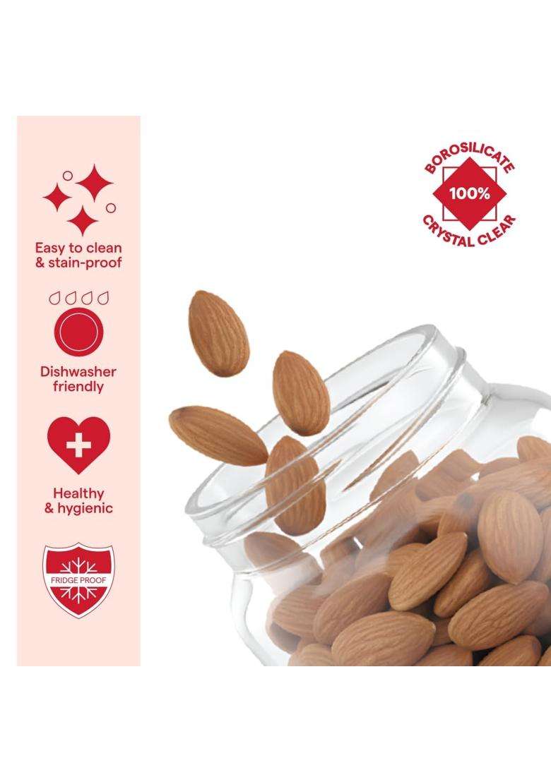 Borosil Glass Jar with Acacia Wood Lid | 300 ml | 10.1 fl oz - Indya