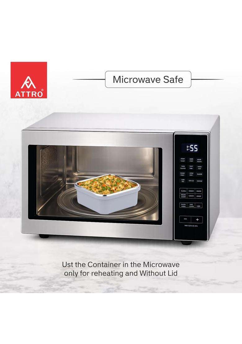 ATTRO Micro Square Stainless Steel Food Container | 400 ml | 13.5 fl oz - Indya