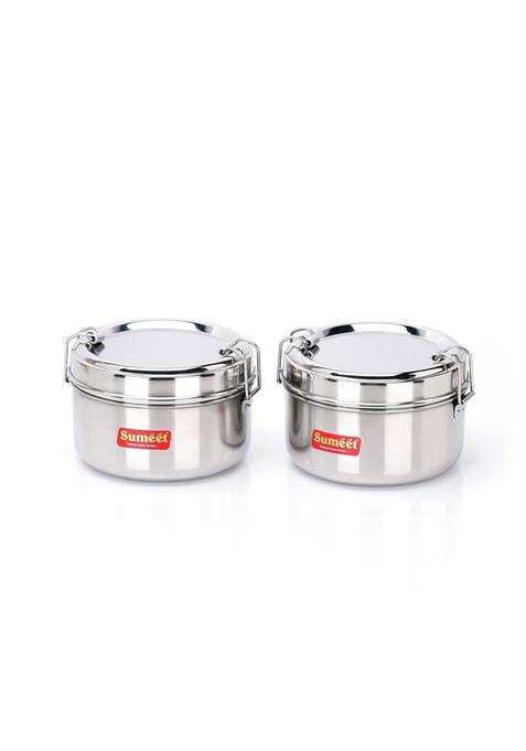 Sumeet Stainless Steel Meal Pack Lunch Box Tiffin for Kids School with Steel Separator | 300 ml | 10.1 fl oz | 11.5 cm | 4.5 Inch | Pack of 2
