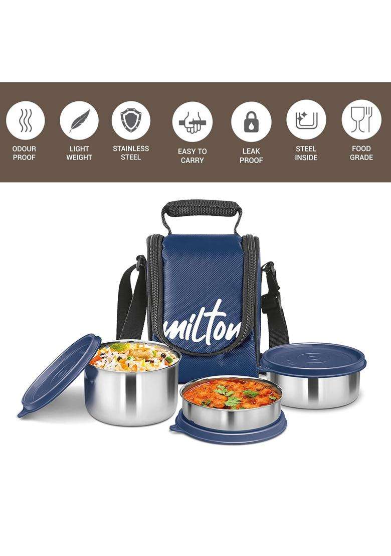 MILTON Tasty 3 Lunch Box with Insulated Fabric Jacket | 500 ml | 16.9 fl oz | Leak Proof - Indya