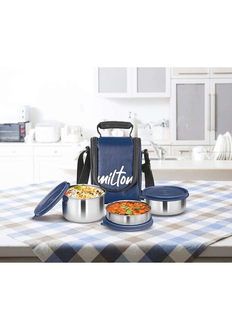 MILTON Tasty 3 Lunch Box with Insulated Fabric Jacket | 500 ml | 16.9 fl oz | Leak Proof - Indya