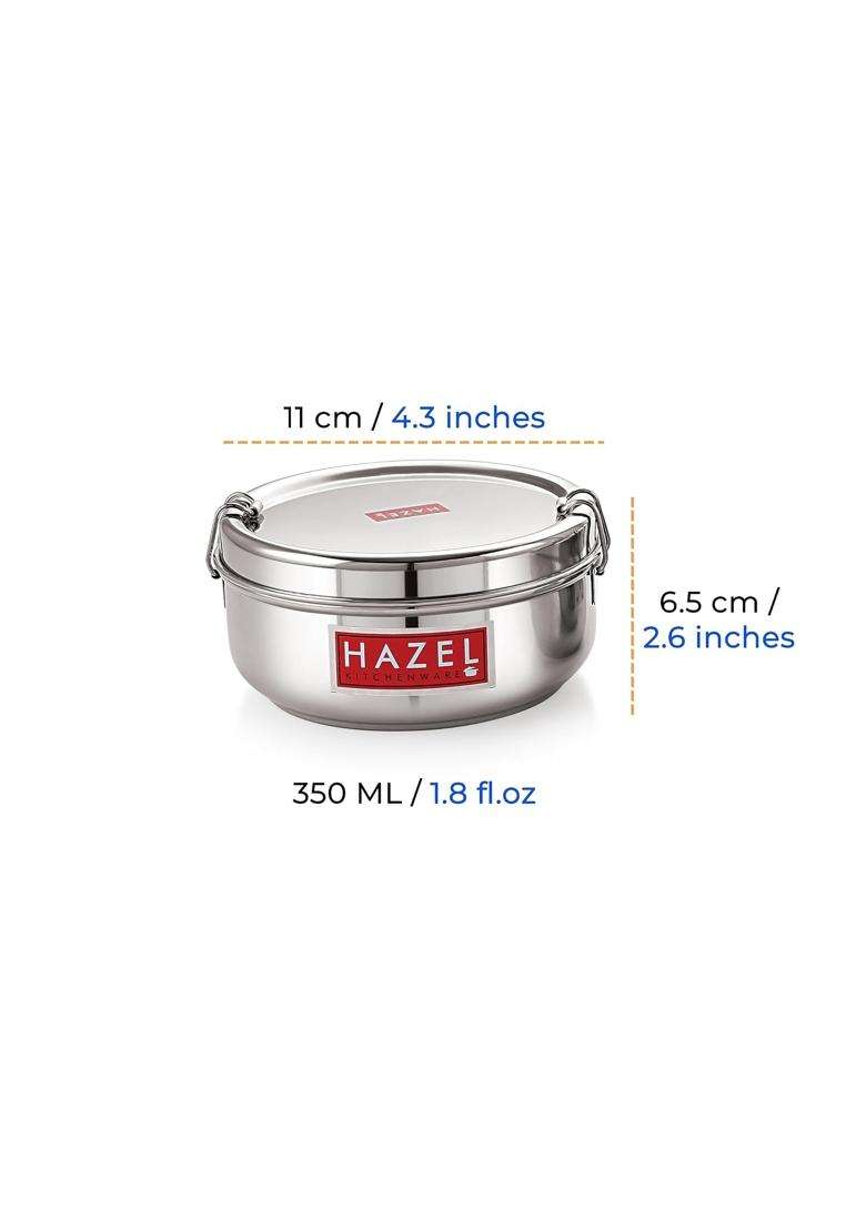 HAZEL Stainless Steel Tiffin Box with Inner Plate | 350 ml | 11.8 fl oz | With Lid - Indya