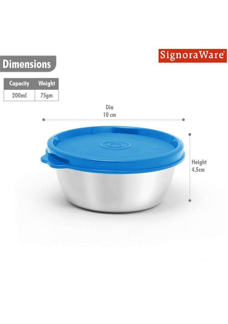 SIGNORA WARE SignoraWare Stainless Steel Serving Bowl | 200 ml | 6.8 fl oz | 3-Piece Set | Dishwasher Safe | Leak Proof - Indya
