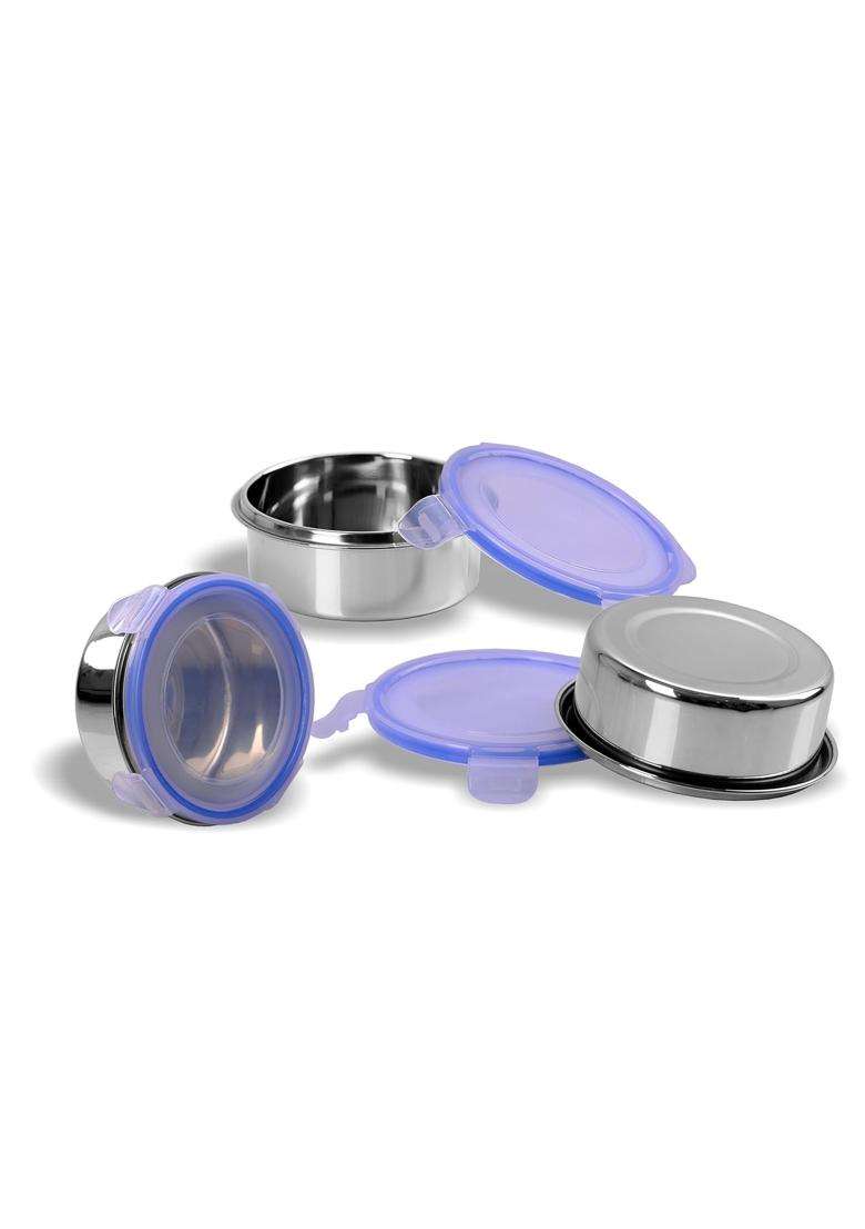 Sumeet Stainless Steel Airtight Containers with Leak Proof Lids | 300 ml | 10.1 fl oz | 3-Piece Set | Dishwasher Safe | BPA Free | Food Safe - Indya