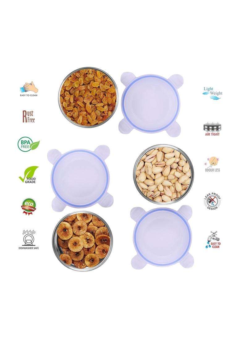 Sumeet Stainless Steel Airtight Containers with Leak Proof Lids | 300 ml | 10.1 fl oz | 3-Piece Set | Dishwasher Safe | BPA Free | Food Safe - Indya