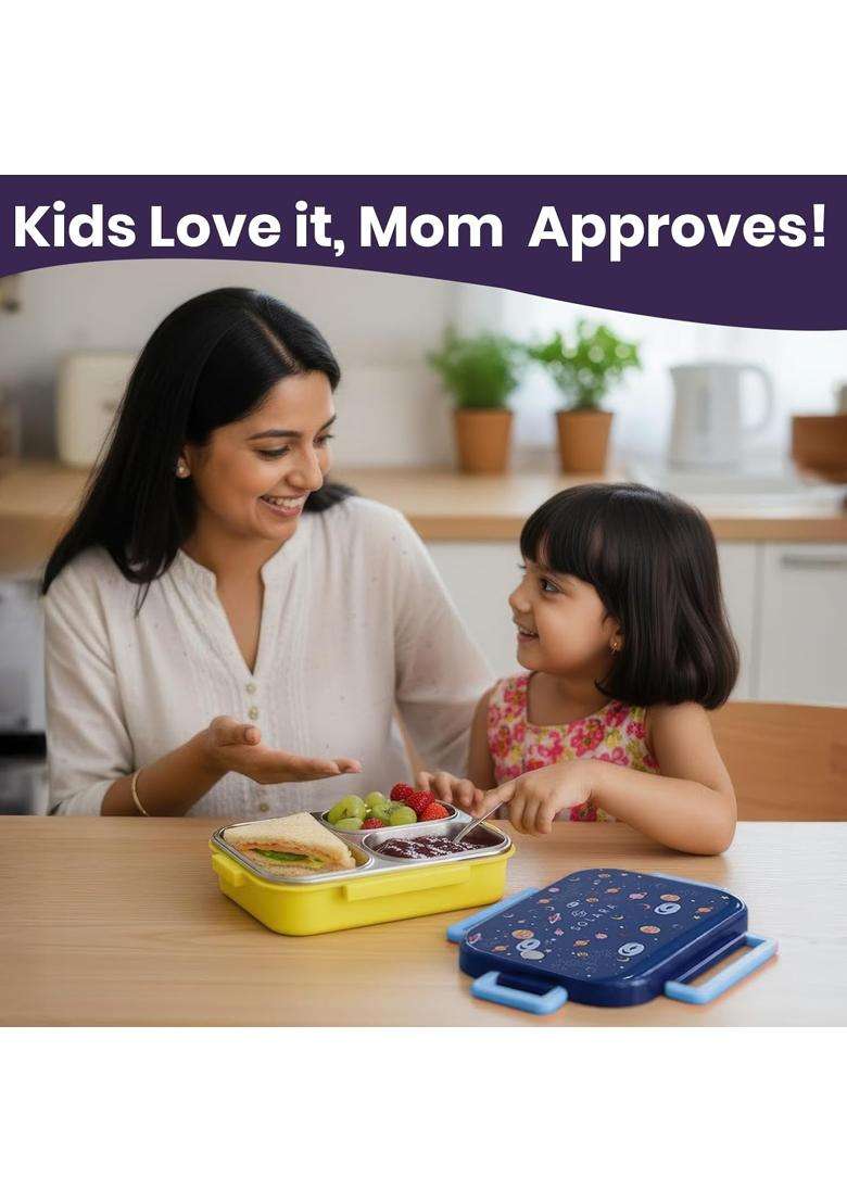 SOLARA Premium Stainless Steel Lunch Box for Kids | BPA Free | Leak Proof | Food Safe - Indya