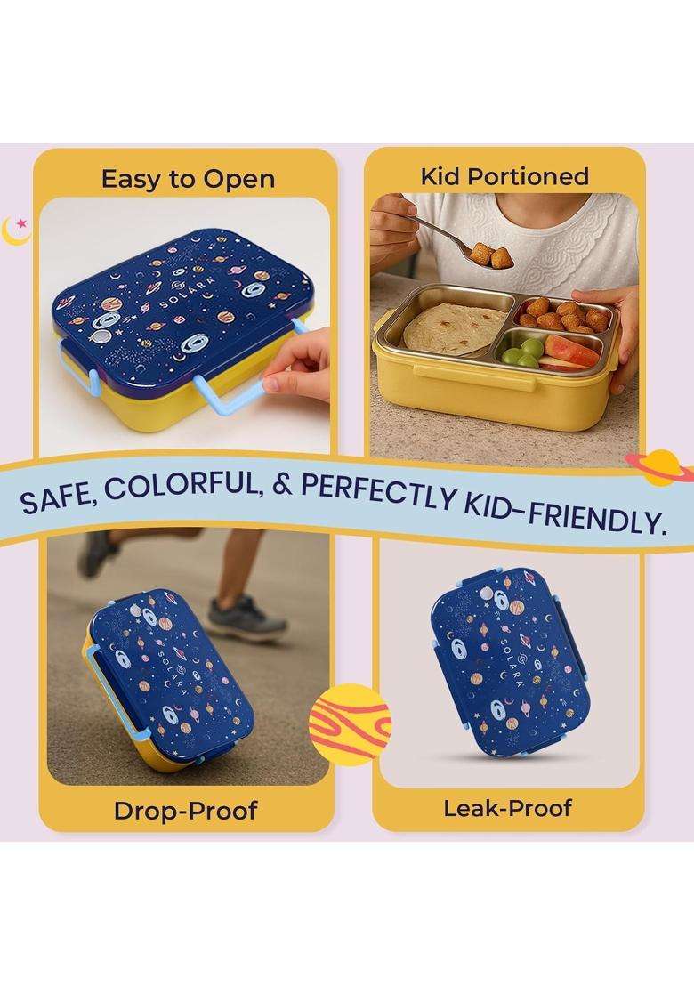 SOLARA Premium Stainless Steel Lunch Box for Kids | BPA Free | Leak Proof | Food Safe - Indya