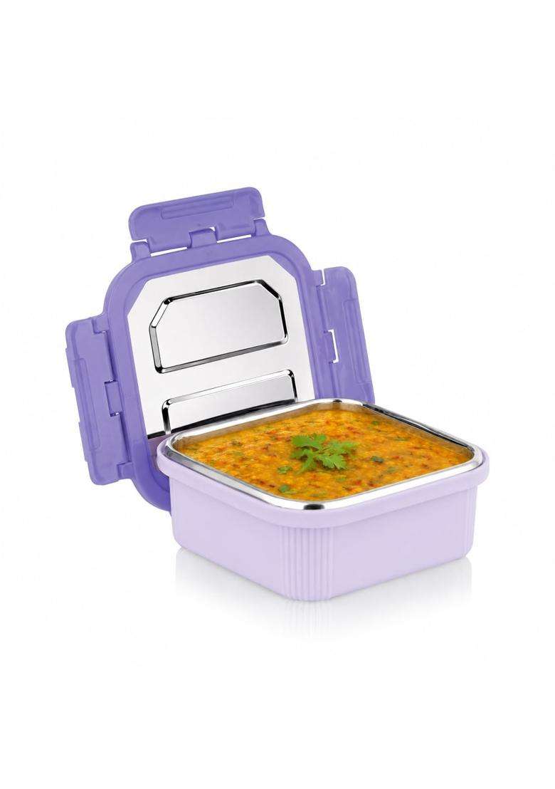 ATTRO Micro Square Stainless Steel Food Container | 400 ml | 13.5 fl oz - Indya