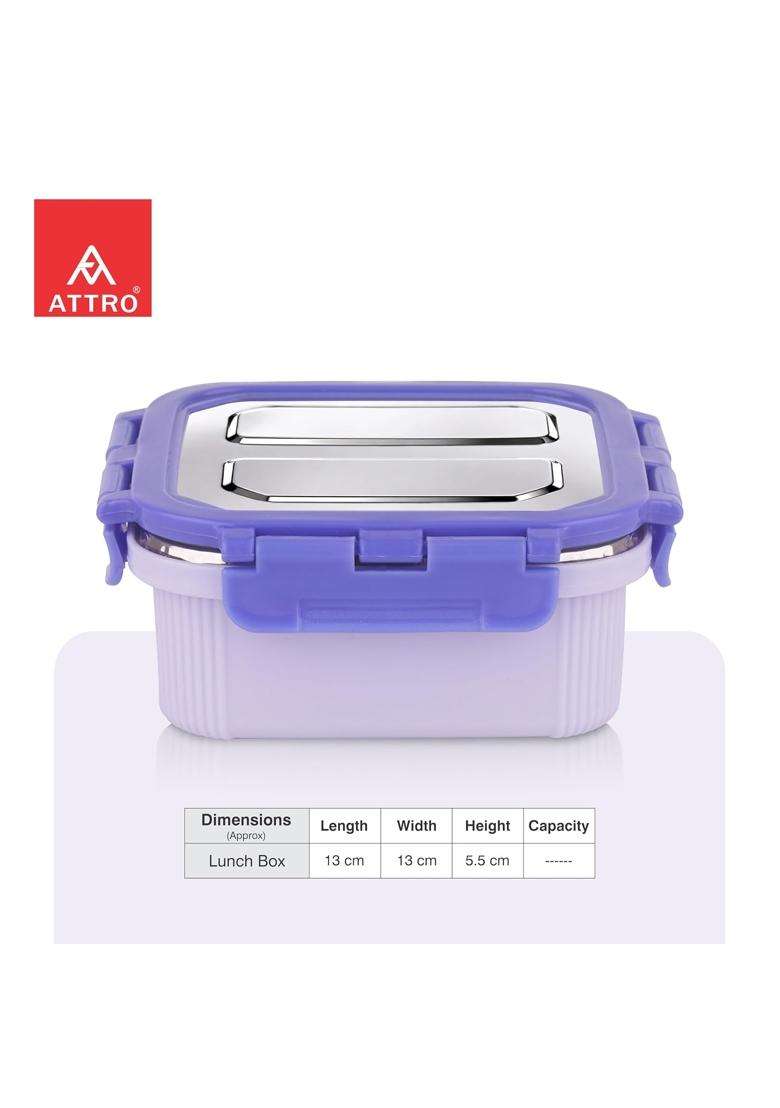 ATTRO Micro Square Stainless Steel Food Container | 400 ml | 13.5 fl oz - Indya