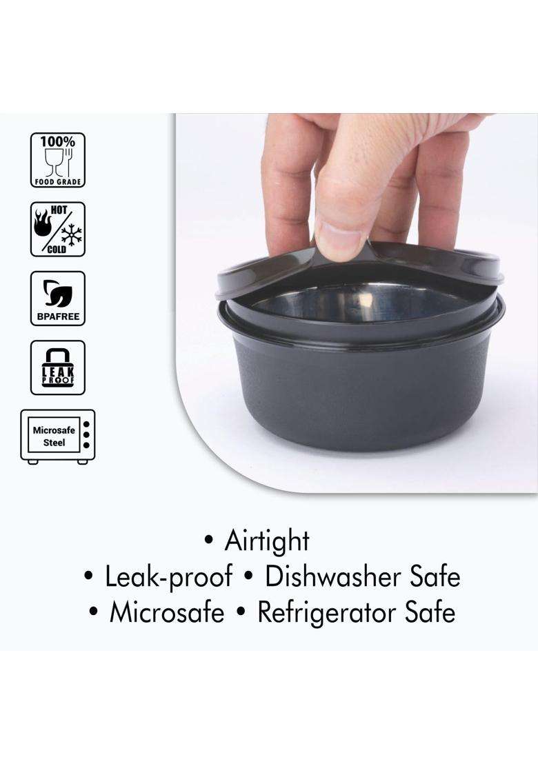 SIGNORA WARE Signoraware Monarch Stainless Steel Storage Container | 500 ml | 16.9 fl oz | Microwave Safe | Leak Proof - Indya