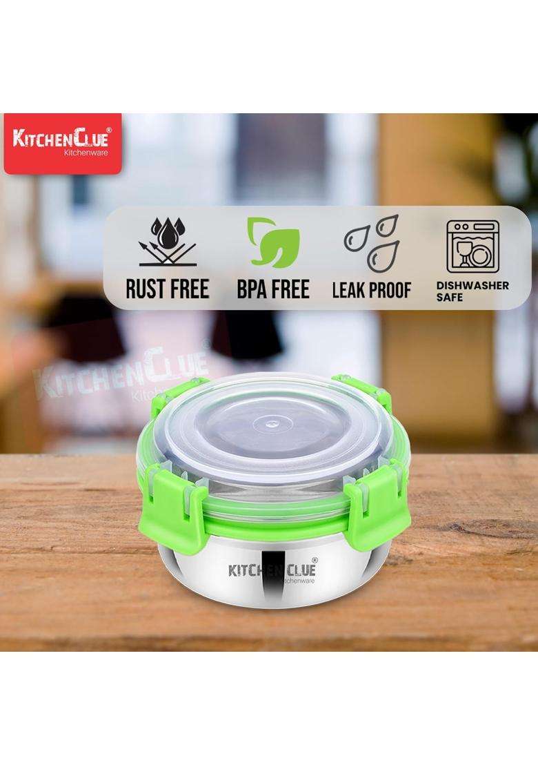 KITCHEN CLUE Stainless Steel Lunch Box Containers | 350 ml | 11.8 fl oz | Pack of 4 - Indya