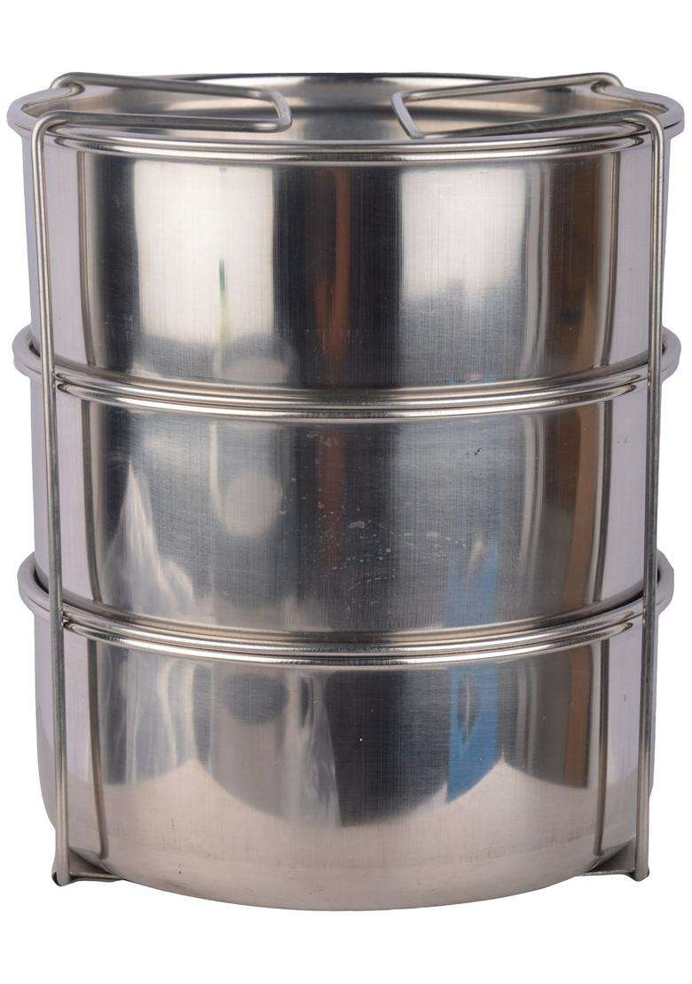 CELLO Hot Max 3 Stainless Steel Double Walled Lunch Box with 3 Containers | 1000 ml | 33.8 fl oz | Insulated - Indya