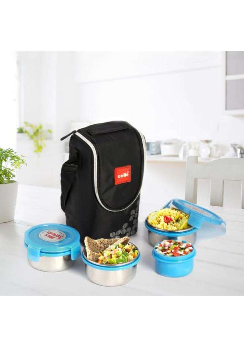CELLO MF Click Lunch Box Set with Bag | 300 ml | 10.1 fl oz | Leak Proof - Indya