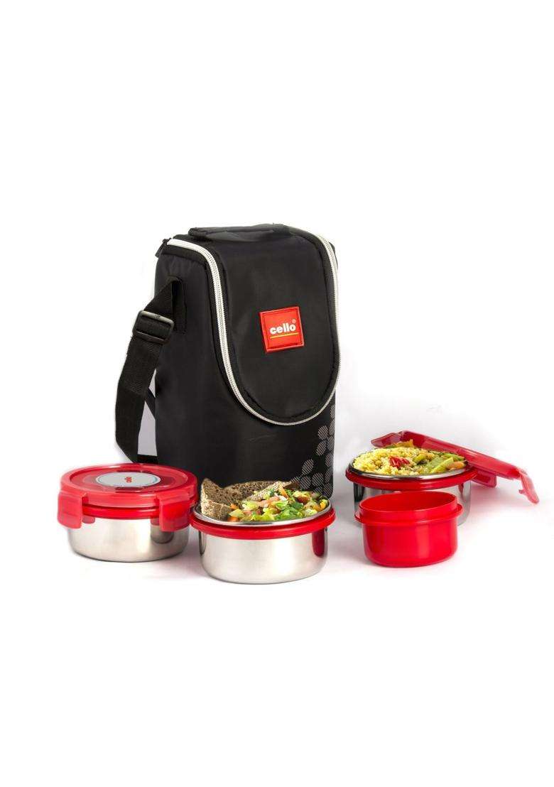 CELLO MF Click Lunch Box with Insulated Jacket | 300 ml | 10.1 fl oz | BPA Free | Leak Proof | Food Safe - Indya