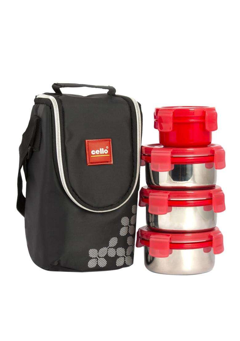 CELLO MF Click Lunch Box with Insulated Jacket | 300 ml | 10.1 fl oz | BPA Free | Leak Proof | Food Safe - Indya