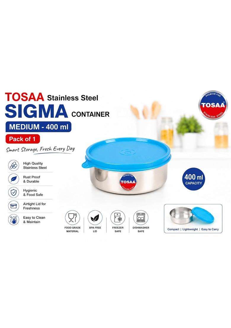 Tosaa Stainless Steel Sigma Container Medium | 400 ml | 13.5 fl oz | Leak Proof - Indya
