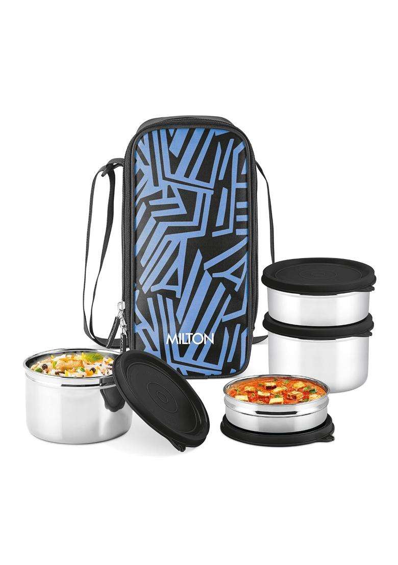 MILTON Stack Pack 4 Stainless Steel Lunch Box | 350 ml | 11.8 fl oz | Leak Proof | Food Safe - Indya