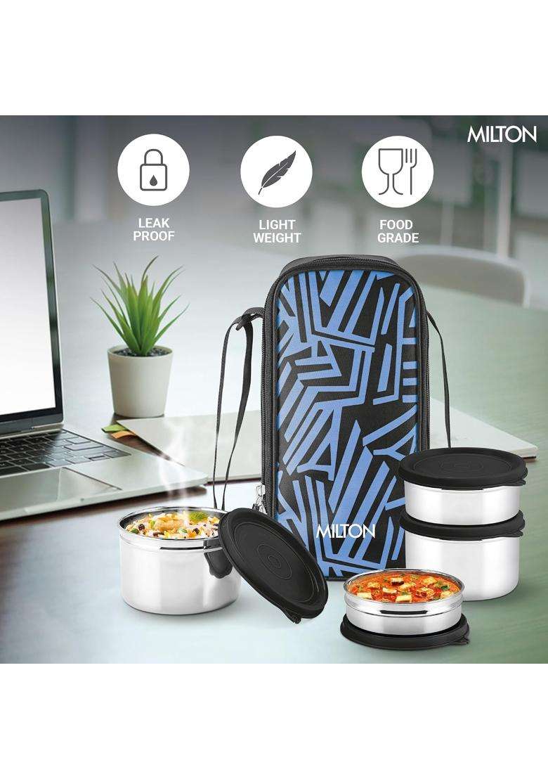 MILTON Stack Pack 4 Stainless Steel Lunch Box | 350 ml | 11.8 fl oz | Leak Proof | Food Safe - Indya