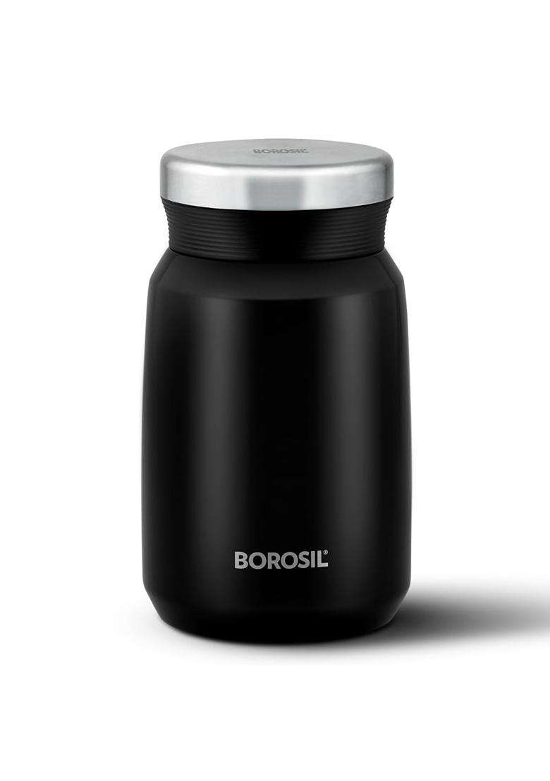 Borosil Hydra Carry Mate Stainless Steel Vacuum Insulated Soup Flask and Food Jar | 500 ml | 16.9 fl oz | Leak Proof - Indya