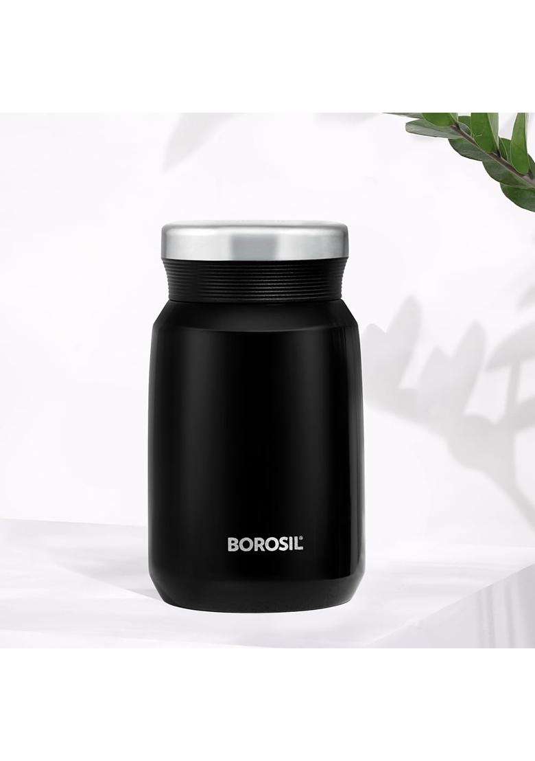 Borosil Hydra Carry Mate Stainless Steel Vacuum Insulated Soup Flask and Food Jar | 500 ml | 16.9 fl oz | Leak Proof - Indya