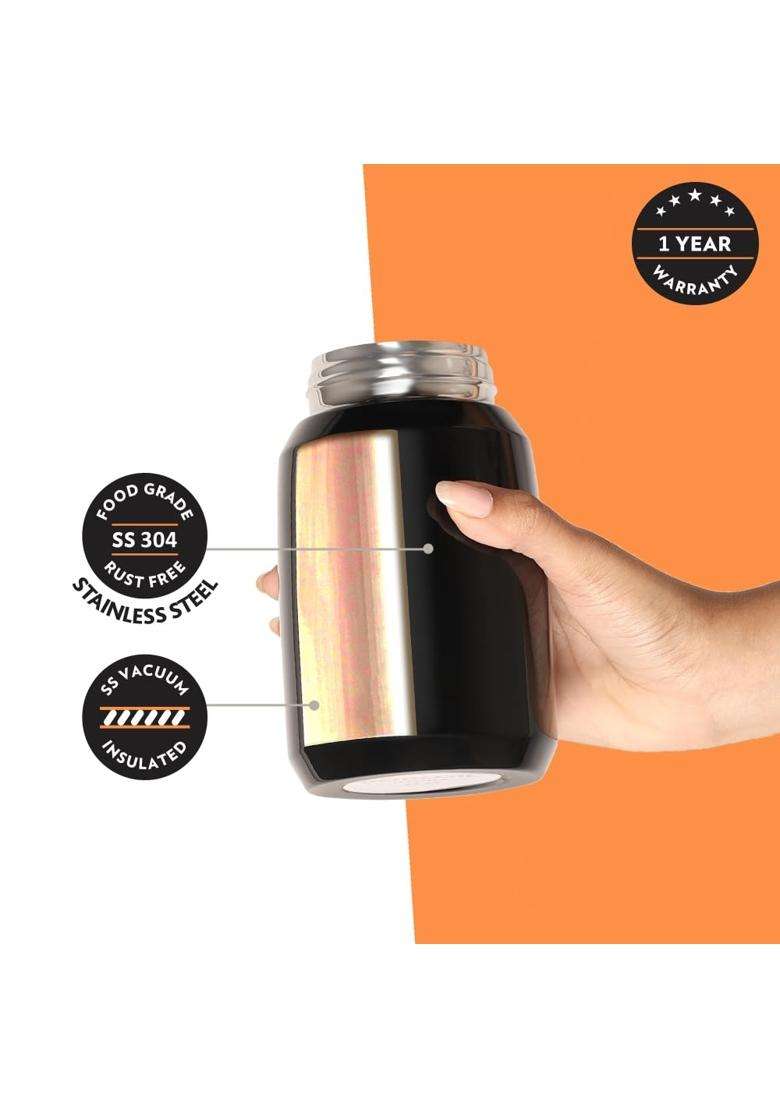Borosil Hydra Carry Mate Stainless Steel Vacuum Insulated Soup Flask and Food Jar | 500 ml | 16.9 fl oz | Leak Proof - Indya