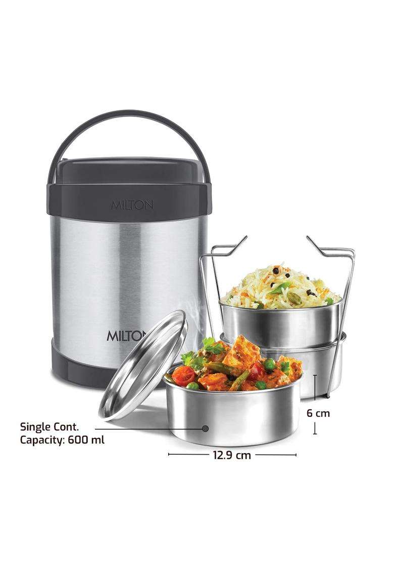 MILTON Royal 3 Stainless Steel Containers with Each | 600 ml | 20.3 fl oz | Leak Proof | Insulated - Indya