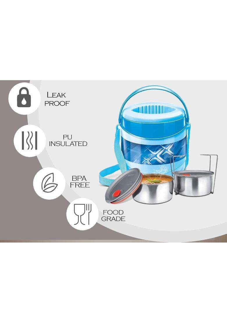MILTON Econa Deluxe 2 Stainless Steel Containers with Steam Vent | 520 ml | 17.6 fl oz | Leak Proof | Insulated - Indya