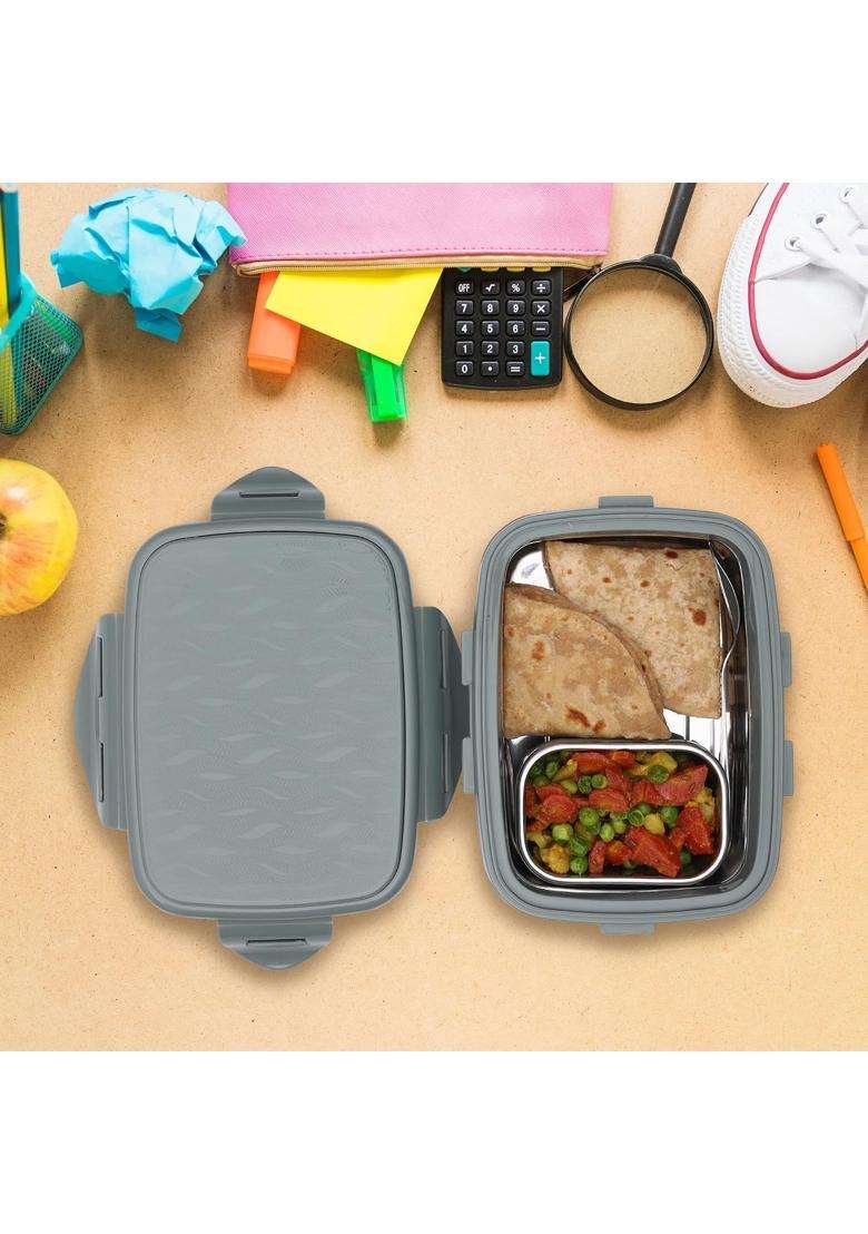 JAYPEE Inner Stainless Steel Insulated Lunch Box Wavesteel Jr. Green | 500 ml | 16.9 fl oz | BPA Free | Food Safe - Indya