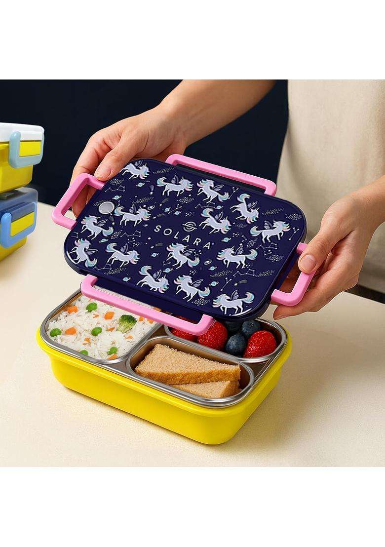 SOLARA Premium Stainless Steel Lunch Box for Kids | BPA Free | Leak Proof | Food Safe - Indya