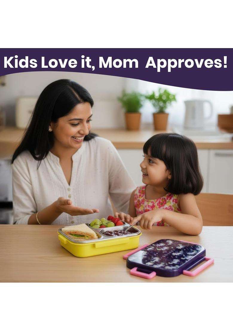 SOLARA Premium Stainless Steel Lunch Box for Kids | BPA Free | Leak Proof | Food Safe - Indya