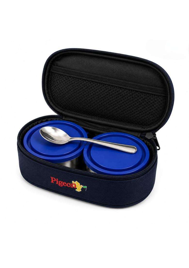 Pigeon Classmate Stainless Steel Lunch Box with Insulated Carry Bag | 300 ml | 10.1 fl oz | Leak Proof - Indya
