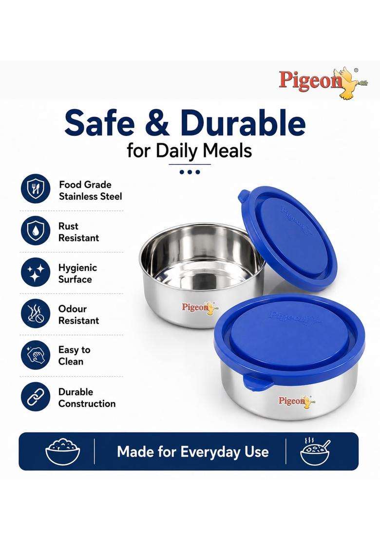 Pigeon Classmate Stainless Steel Lunch Box with Insulated Carry Bag | 300 ml | 10.1 fl oz | Leak Proof - Indya