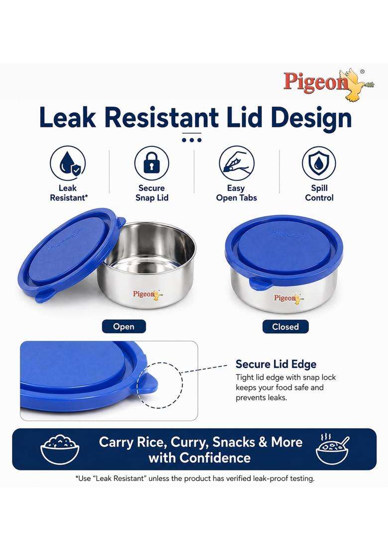 Pigeon Classmate Stainless Steel Lunch Box with Insulated Carry Bag | 300 ml | 10.1 fl oz | Leak Proof - Indya