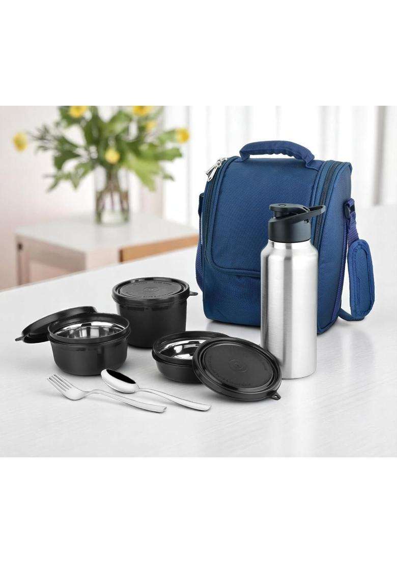KITCHEN CLUE Office Pro Lunch Box Set with Insulated Lunch Bag Comes with Microwave Safe | 250 ml | 8.5 fl oz | 3-Piece Set | Food Safe - Indya