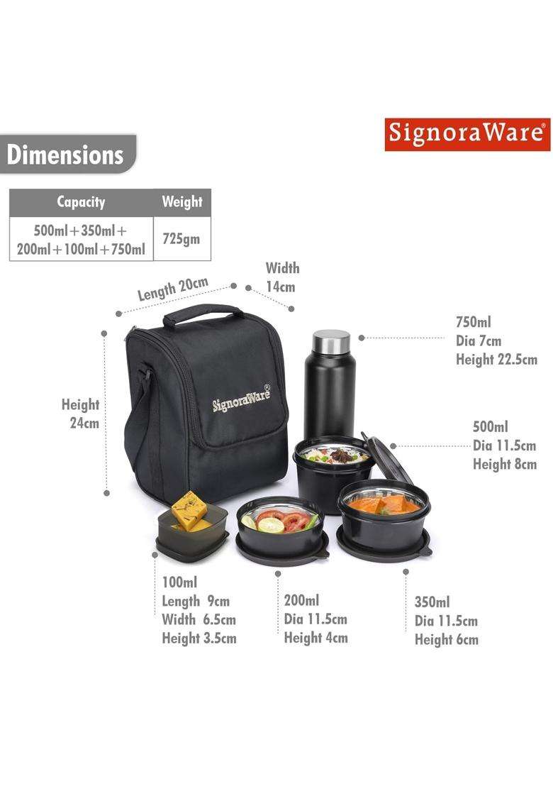 SIGNORA WARE SignoraWare Monarch Stainless Steel Lunch Box | 500 ml | 16.9 fl oz | Microwave Safe | Leak Proof - Indya