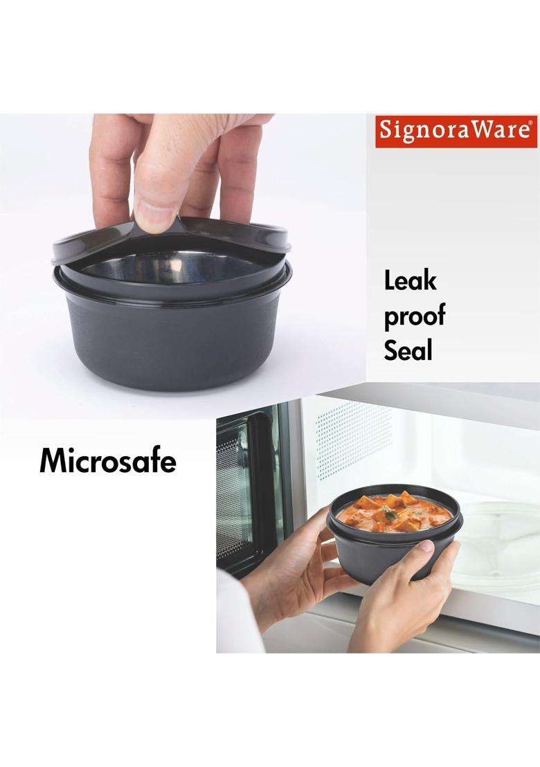 SIGNORA WARE SignoraWare Monarch Stainless Steel Lunch Box | 500 ml | 16.9 fl oz | Microwave Safe | Leak Proof - Indya