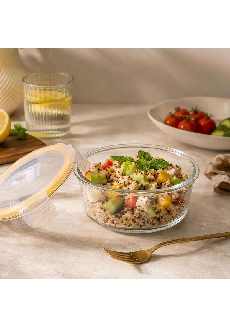 CELLO Fit and Fresh Round Lunch Box Container for Daily Use | 400 ml | 13.5 fl oz | Microwave Safe | Leak Proof - Indya